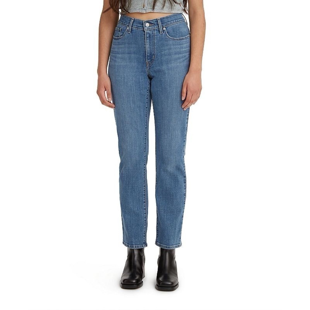 Lee Relaxed Fit Straight Leg High Rise Jeans Blue Wash Size 12
